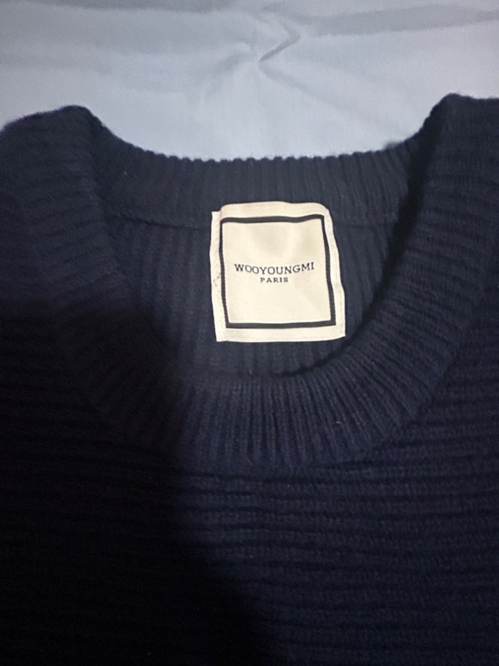 WOOYOUNGMI PARIS Navy Ribbed Crewneck Knit
